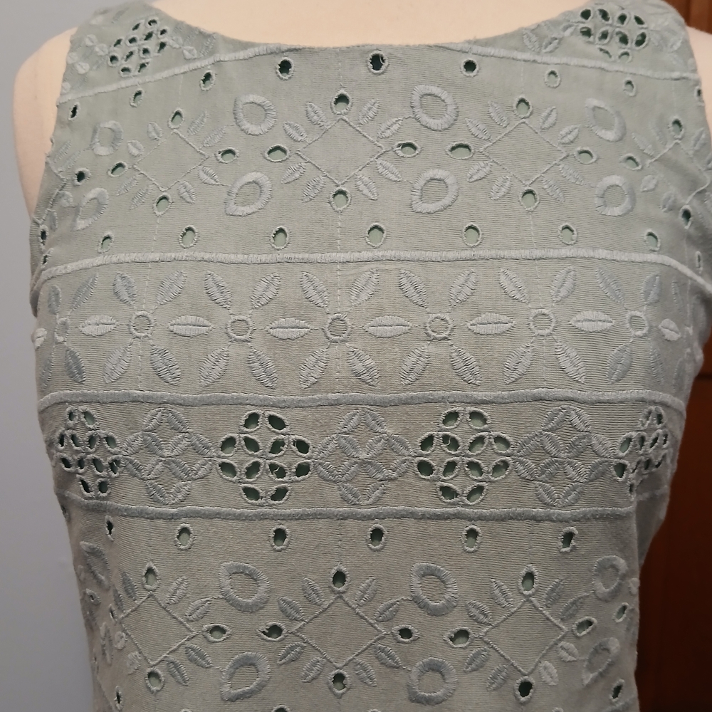 Sage Eyelet Embroidered Cotton Coastal Cottagecore Capsule - Picture 2 of 5
